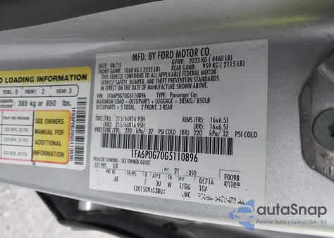 2016 Ford Fusion S from USA, damaged, VIN 1FA6P0G70G5110896